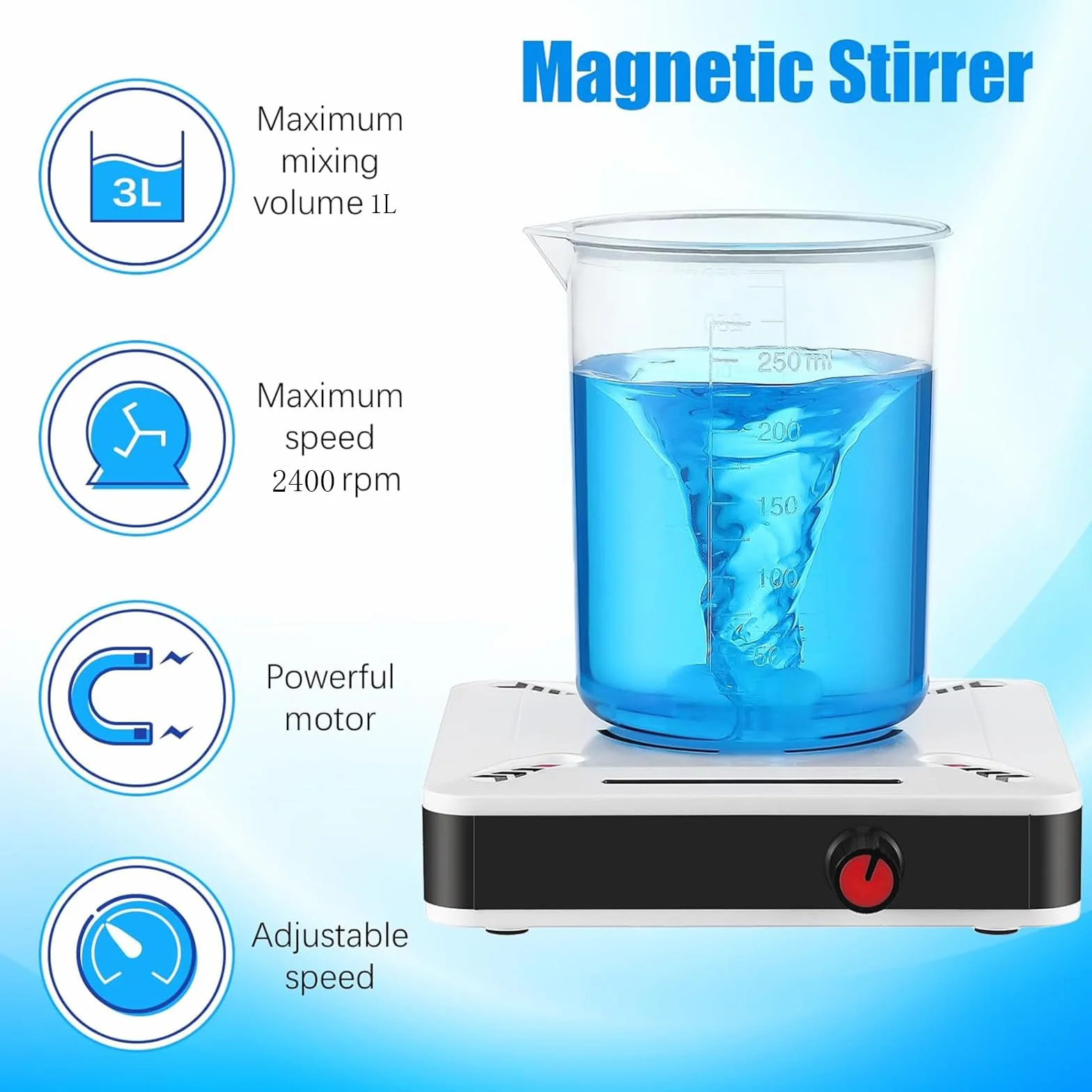 Mieszadło magnetyczne HJ-1S mini tworzywo sztuczne 1000 ml 25 W mieszadło magnetyczne maszyna do mieszania do laboratorium szkolnego petrochemicznego metalu 0-2400 obr./min wtyczka UE 100-240 V)