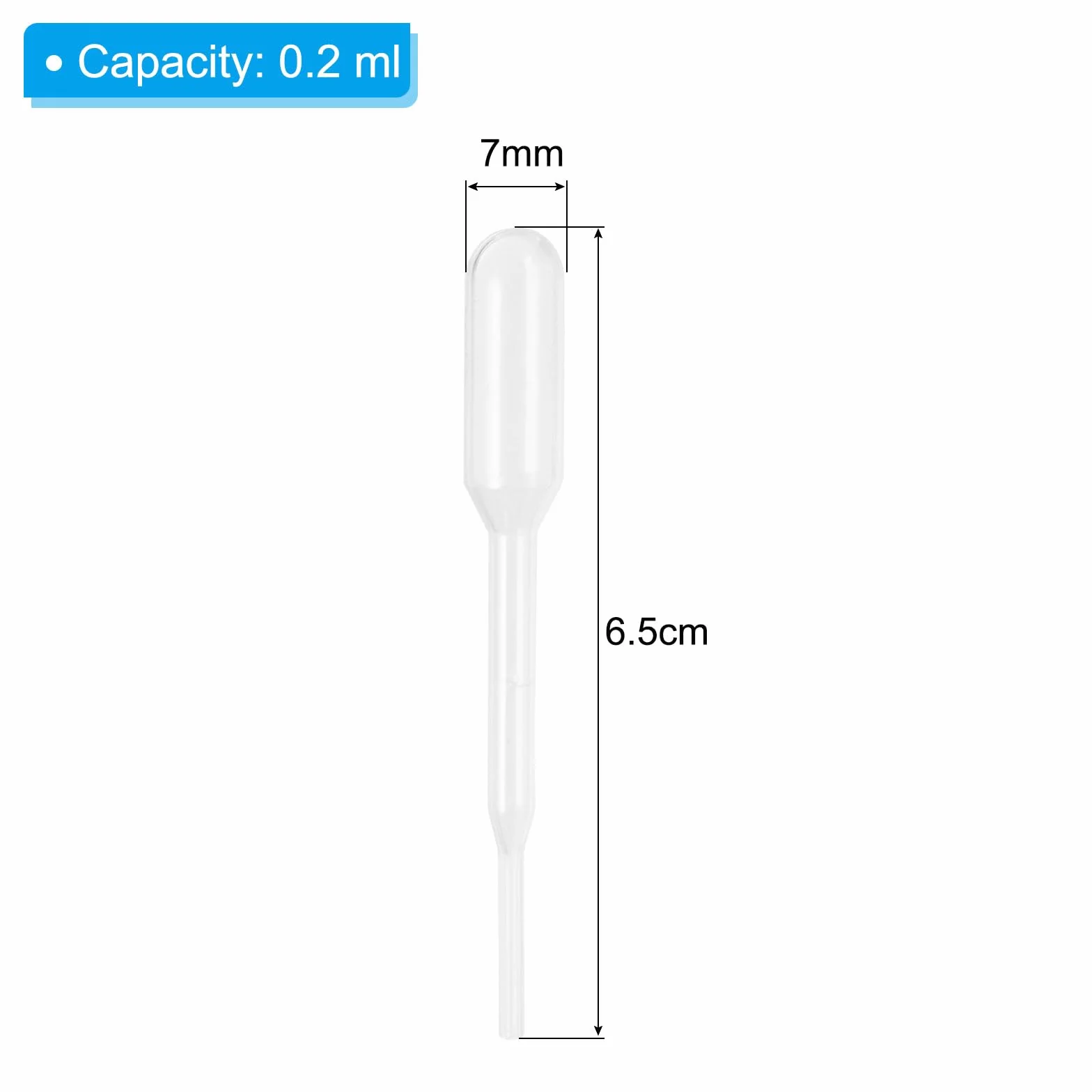 PATIKIL Pipety 0,2 ml, 120 sztuk jednorazowych plastikowych pipet transferowych, plastikowa pipeta kalibrowana do nauki, laboratorium, żywica DIY, rękodzieło, olej, sztuka do makijażu