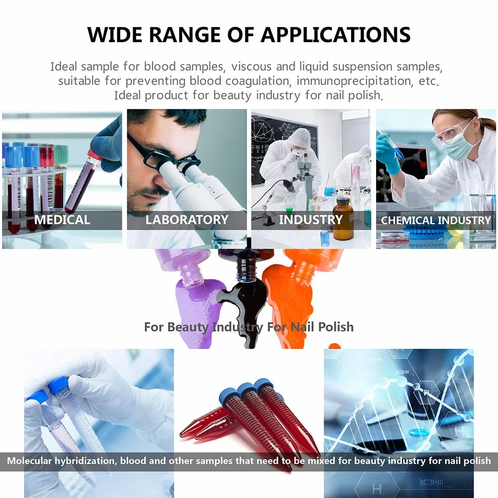 FOUR E'S SCIENTIFIC Mini Mikser Vortex Vortexmixrar Labb Mixnings Naukowy Tryb Dotykowy 5,5mm średnica Orbity Blender Drgania wir 5000 obr./min 50ml do Rurki Laboratoryjnej Wtyczka Brytyjska