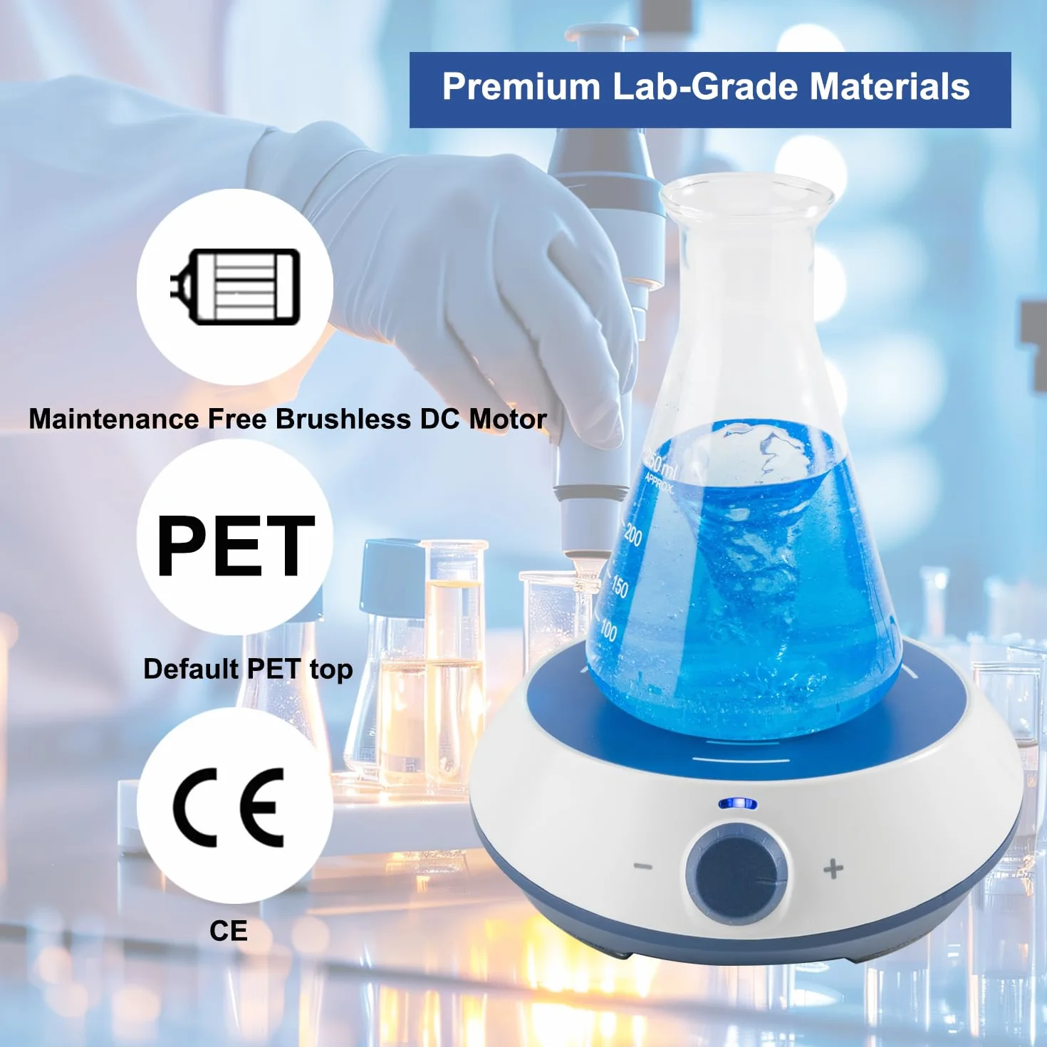 ONiLAB Magnetic Stirrer with 4PCS Stir Bars，Magnetic Mixer with Stirring Capacity 3000ml (No Heating)