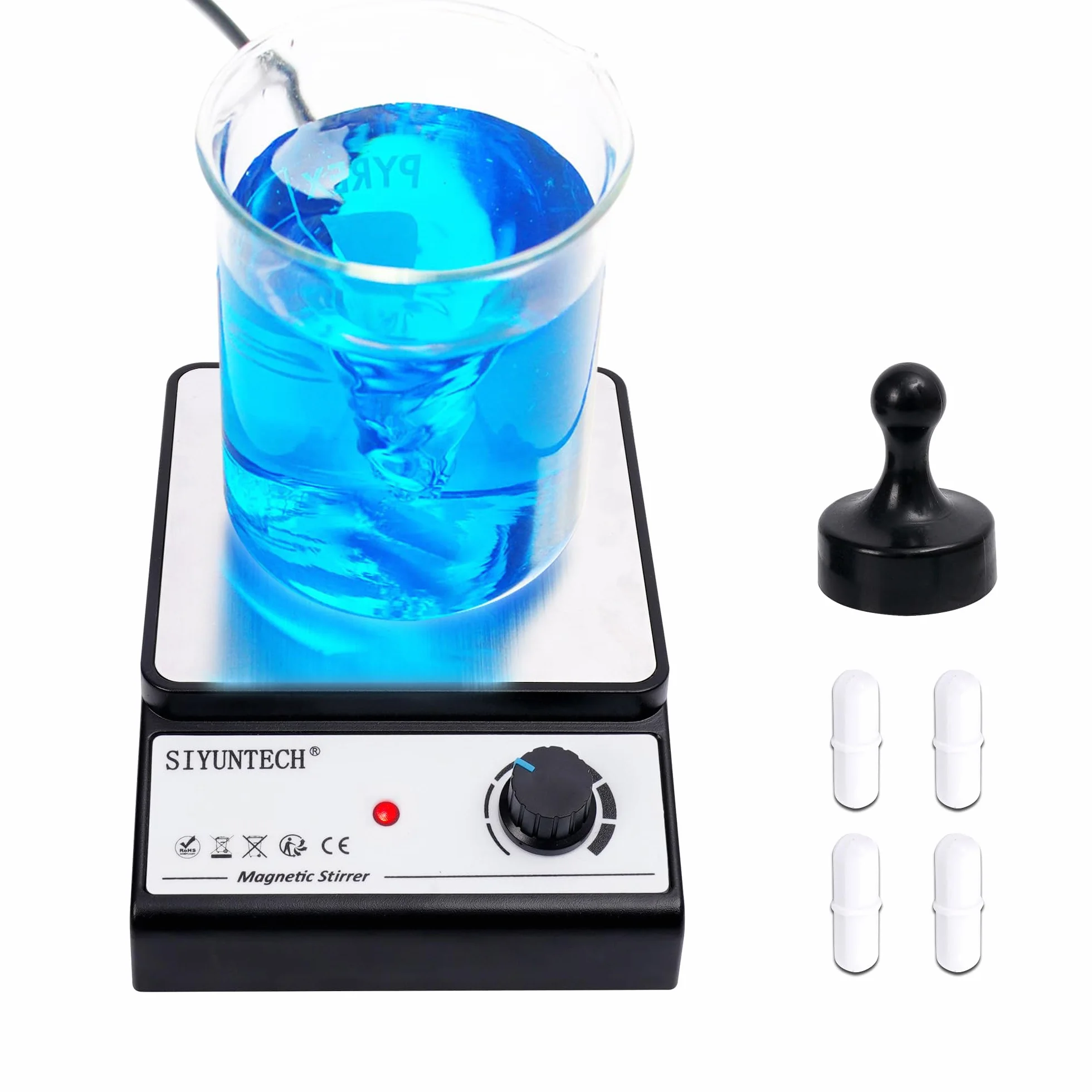 Mieszadło magnetyczne [2025], z 4 sztukami magnetycznych pałeczek do mieszania i mieszadłem magnetycznym, zakres prędkości obrotowej 0~3800 obr./min, maksymalna wydajność mieszania 5000 ml