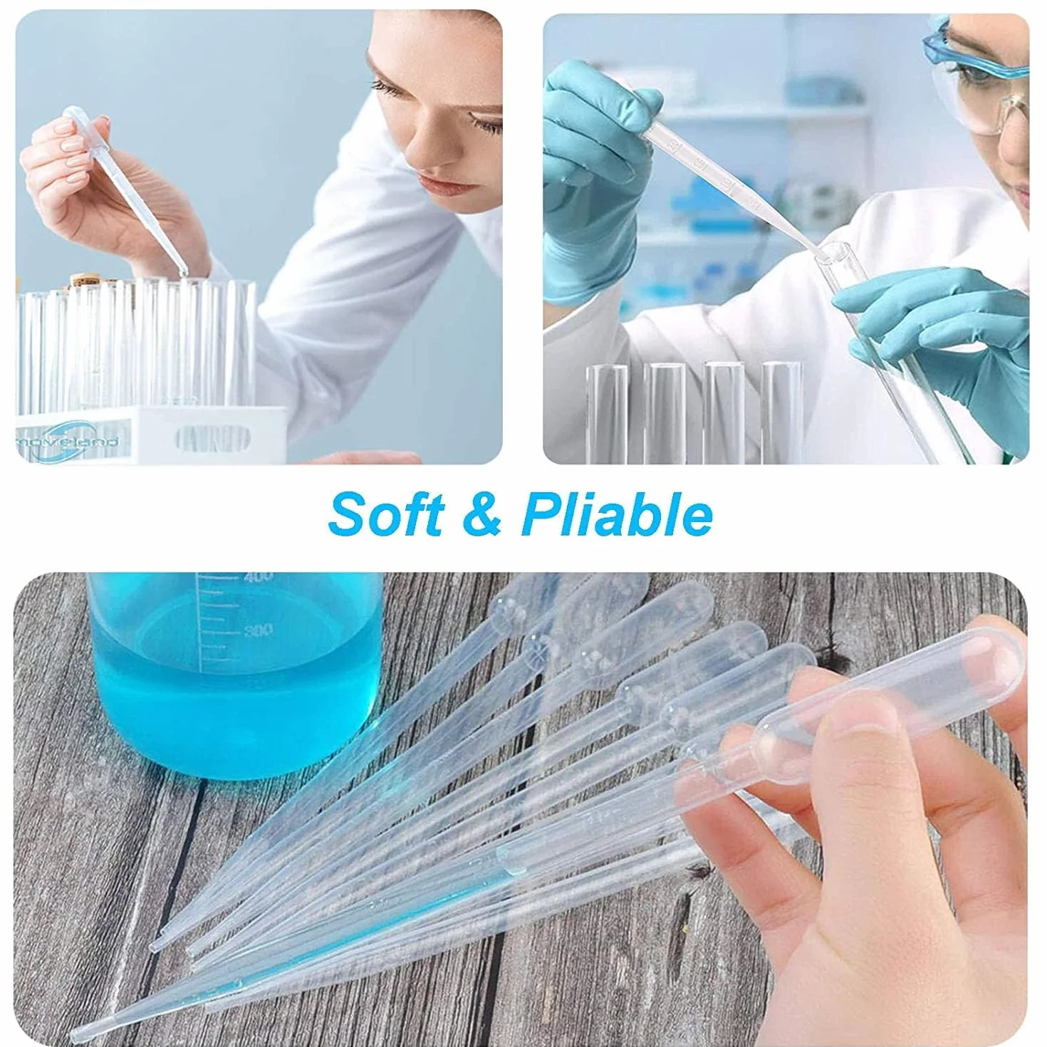 HUAZIZ 500 sztuk pipety transferowe 0,5 ml z tworzywa sztucznego, jednorazowa pipeta pomiarowa do laboratoriów naukowych, pipety transferowe, pipety wielokrotnego użytku, przezroczyste pipety