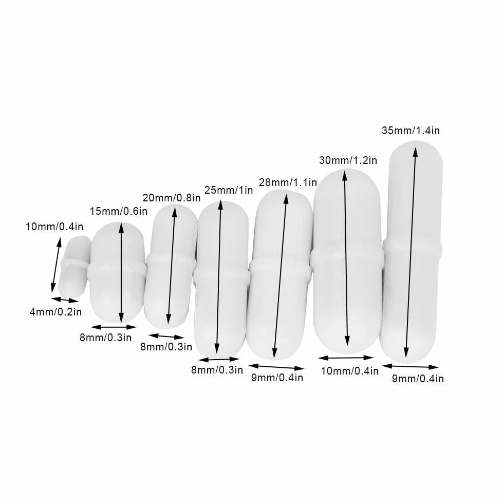 7 Sztuk Typu B PTFE Mieszadła Mieszadła Mieszalniki Akcesoria Mieszadła Laboratoryjne Magnetyczne Mieszadło Mieszadło Mieszadło do Mieszadła Magnetycznego Biały dla Przemysłu Badań Naukowych