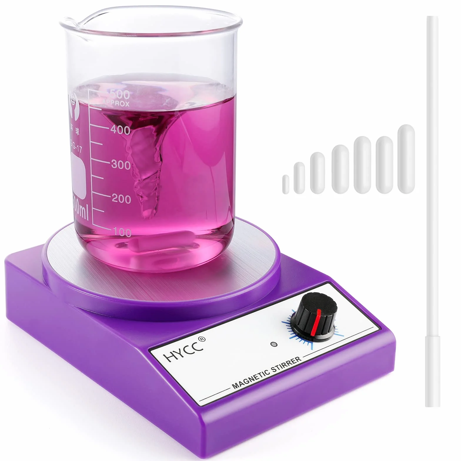 HYCC Laboratoryjne mieszadło magnetyczne z 7 mieszadłami magnetycznymi i mieszadłem, 3000 obr./min, maks. pojemność: 3000 ml