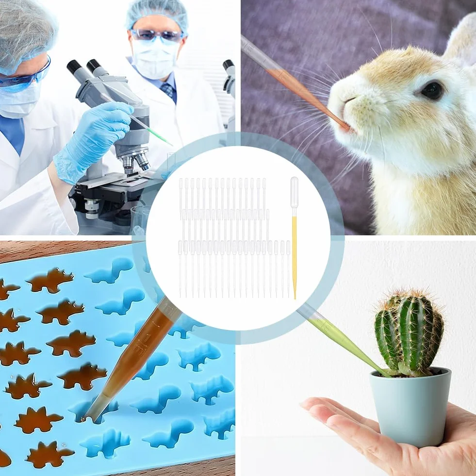 Plastikowe pipety transferowe, 50 sztuk, przezroczyste pipety z podziałką, jednorazowe pipety transferowe, do laboratorium, majsterkowania, perfum i użytku domowego (3 ml, 5 ml)