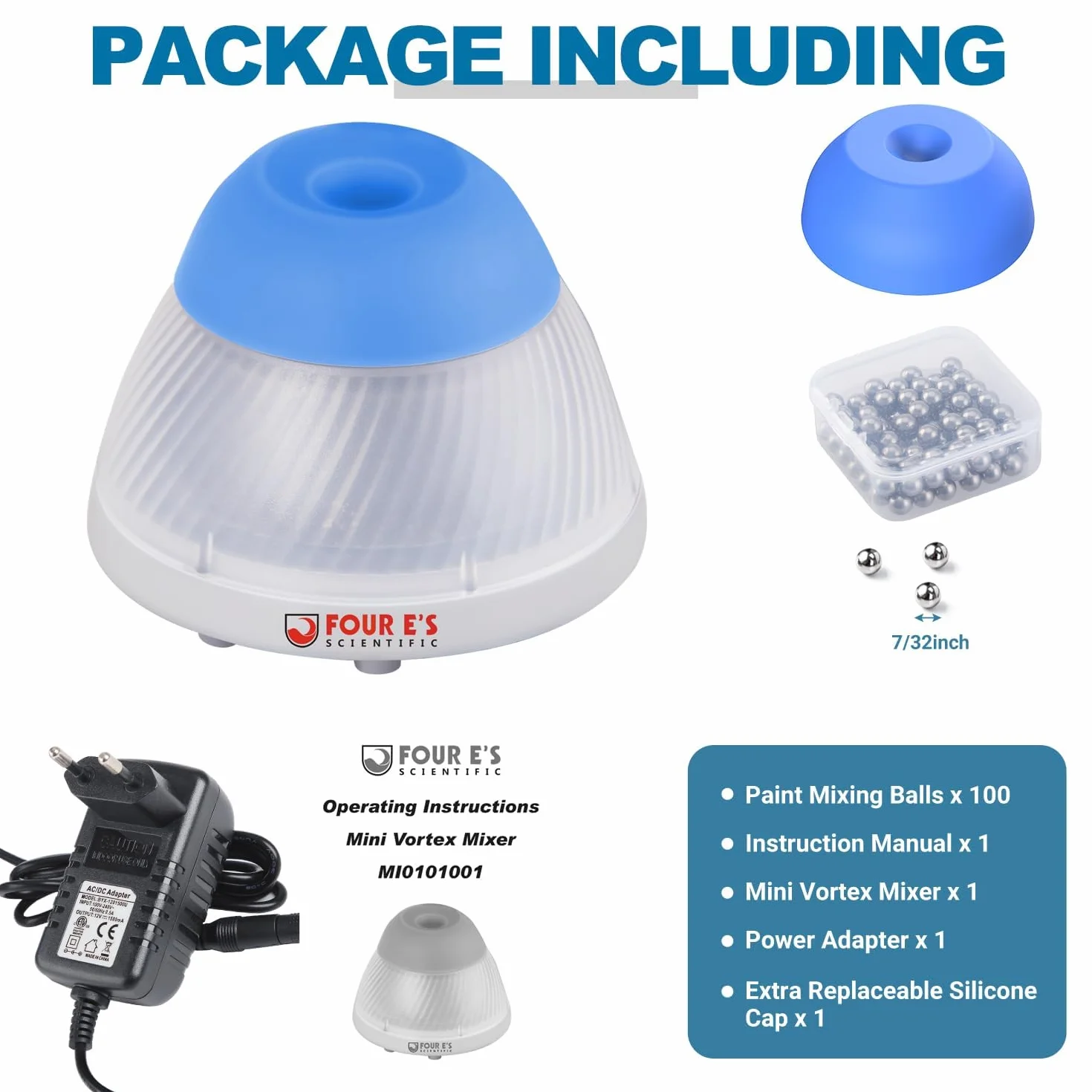 FOUR E'S SCIENTIFIC Mini Vortex mikser mieszalnik kolorów laboratoryjny Vortex wstrząsarka mieszalnik farb akrylowych tryb dotykowy Φ5,5 mm orbita 5000 obr./min 50 ml