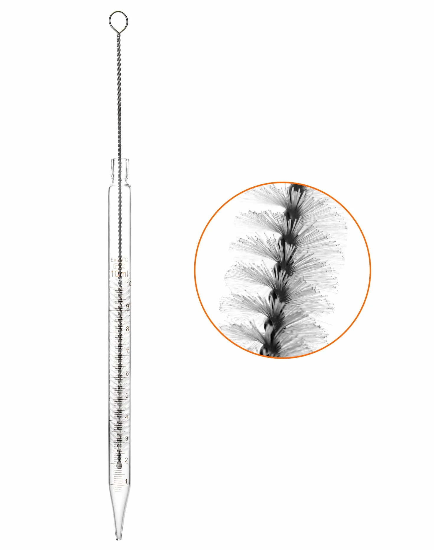QWORK Pipeta szklana, 4 szt 10 ml szklana pipeta z zakraplaczem z gumową nasadką i 2 szt. szczoteczki do czyszczenia