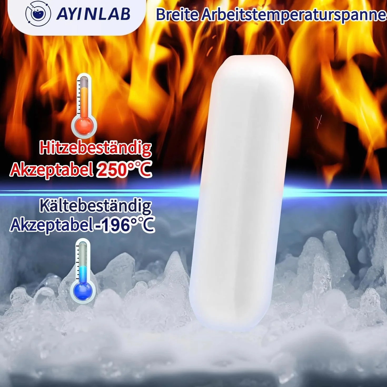 Zestaw pałeczek magnetycznych PTFE 8 szt. (10-35 mm) – odporne na wysokie temperatury, wysoki magnetyzm do mieszadła magnetycznego, miksera samochodowego i laboratorium