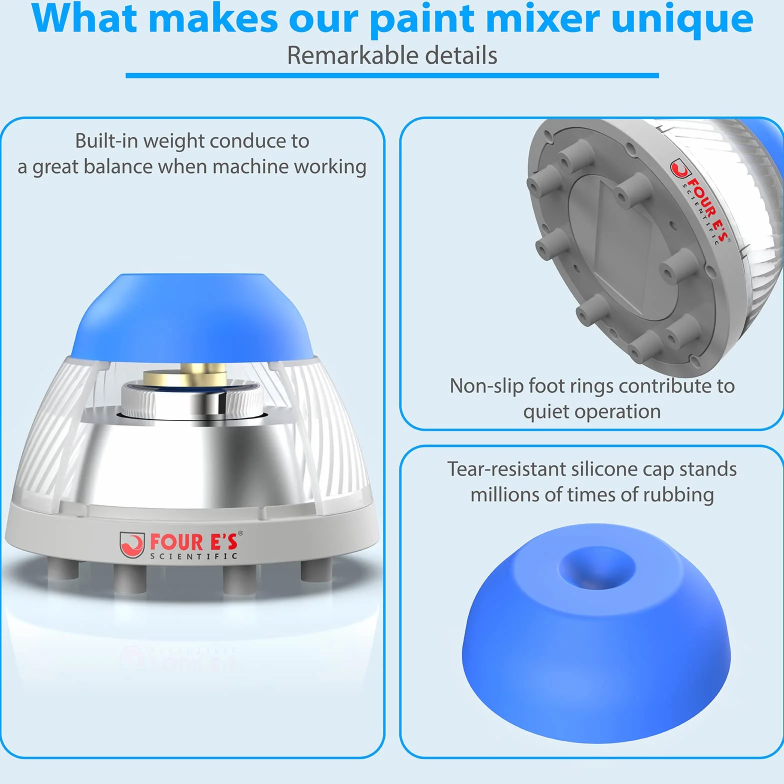 FOUR E'S SCIENTIFIC Mini Mikser Vortex Vortexmixrar Labb Mixnings Naukowy Tryb Dotykowy 5,5mm średnica Orbity Blender Drgania wir 5000 obr./min 50ml do Rurki Laboratoryjnej Wtyczka Brytyjska