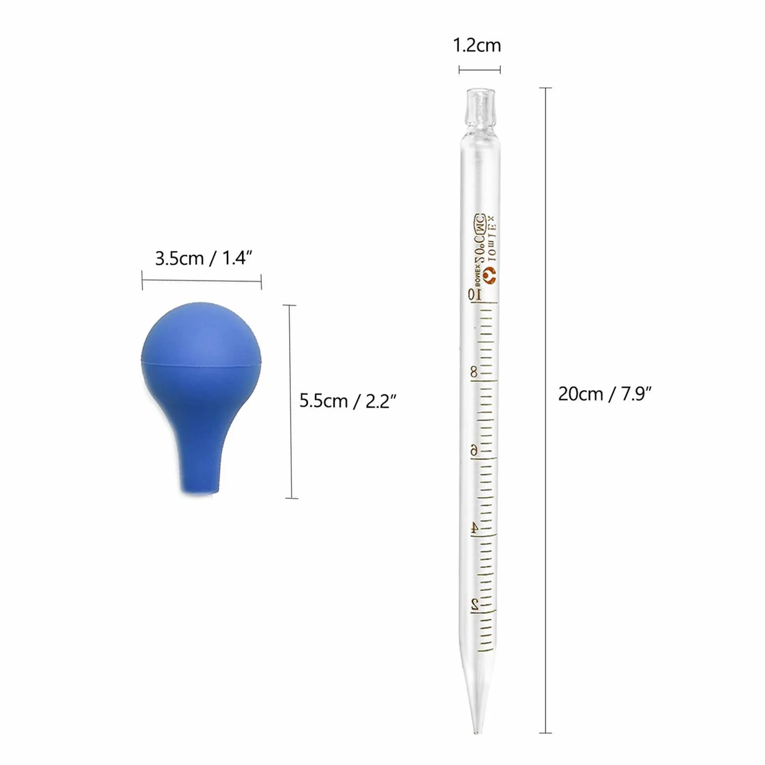 Szklany cylinder pomiarowy 100 ml i szklana pipetka, 10 ml ze szczotką do czyszczenia i szklanym prętem do laboratorium, żywności, szkoły, medycyny