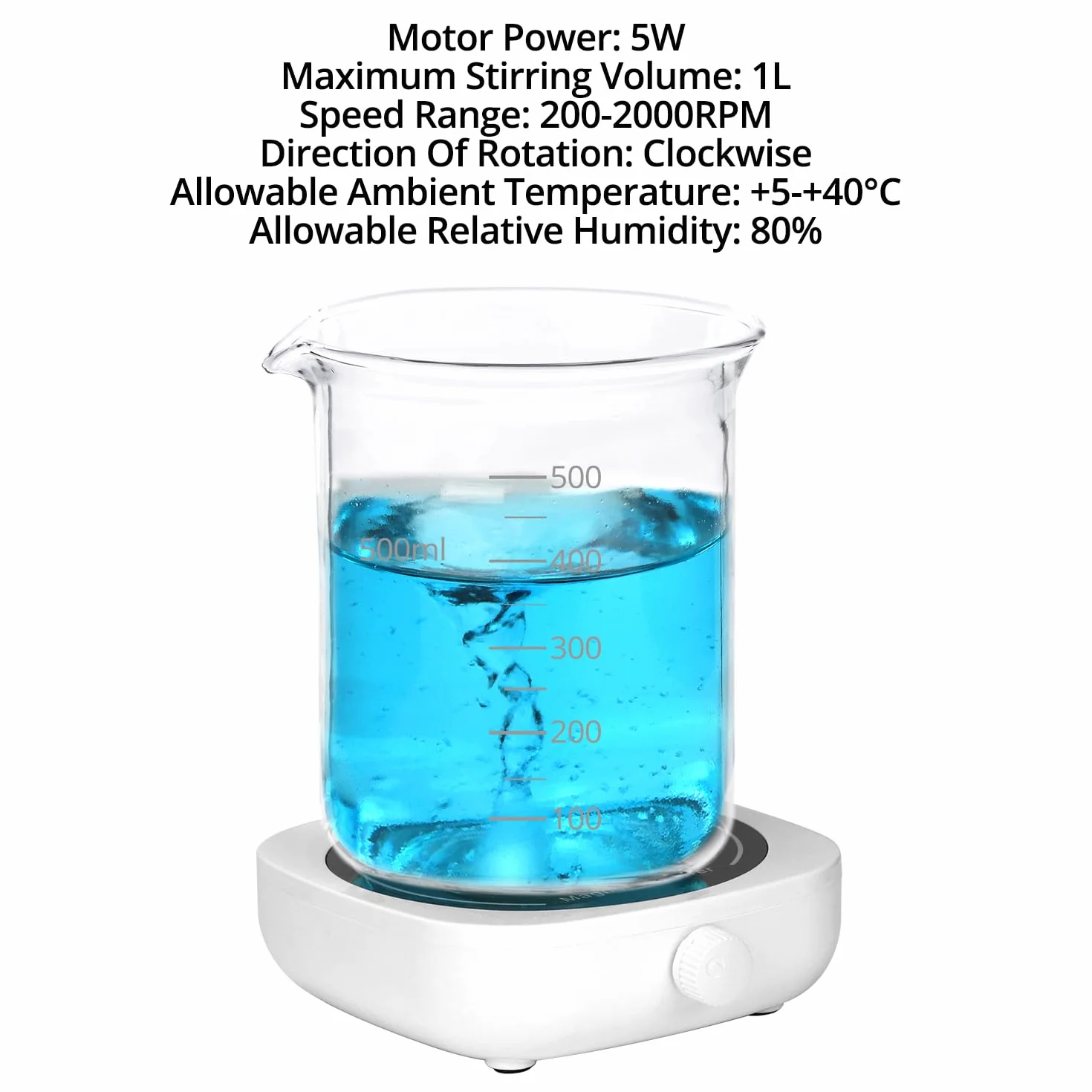 QWORK® Mieszadło magnetyczne zasilane przez USB o regulowanej prędkości 2000 obr./min, pojemność 1000 ml, idealny do warzenia w laboratoriach i w domu