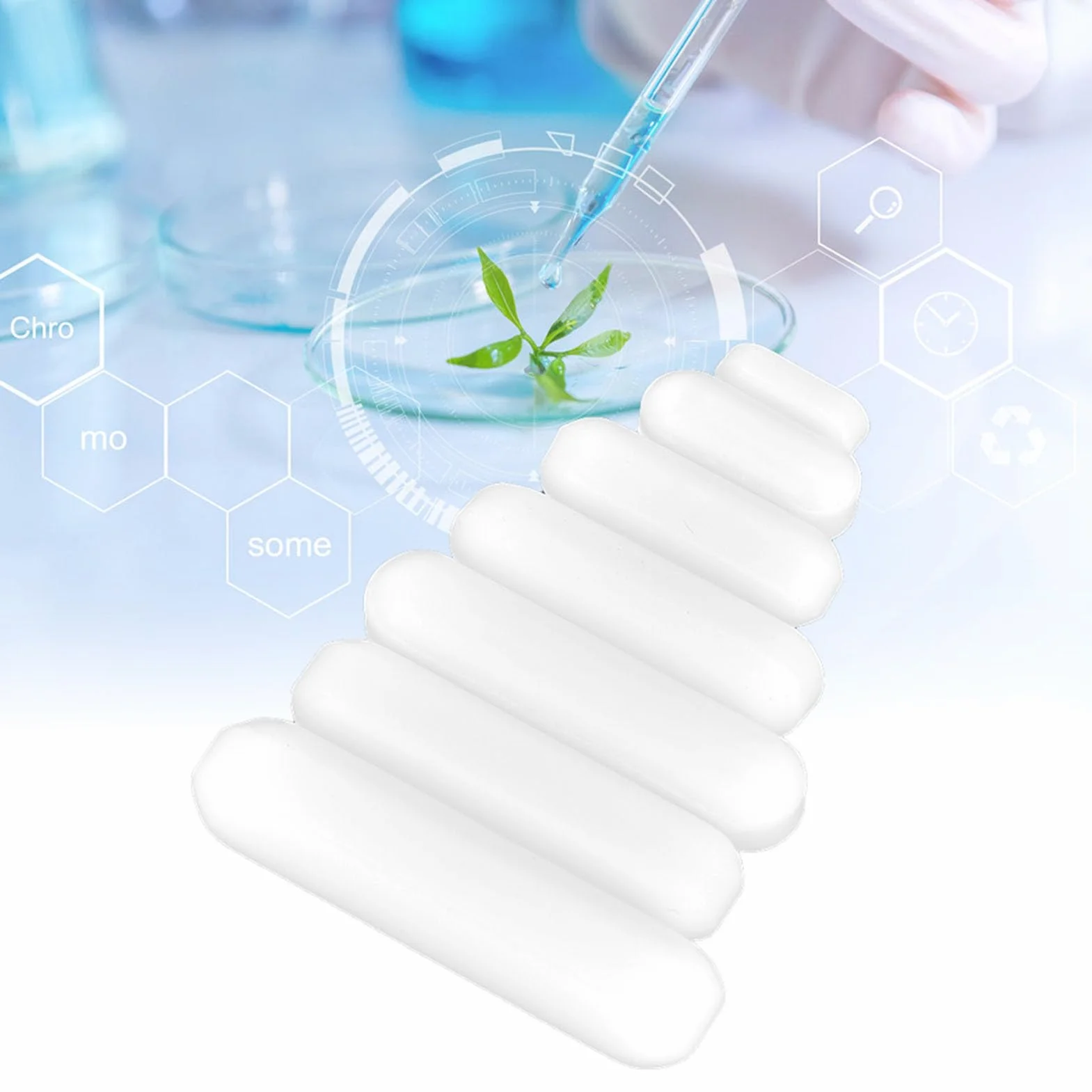 7 Sztuk Mieszadło Magnetyczne z Pokrywą PTFE, Mieszadełka Odporność na Korozję – Biały Komplet do Laboratorium Biochemicznego, Typ C
