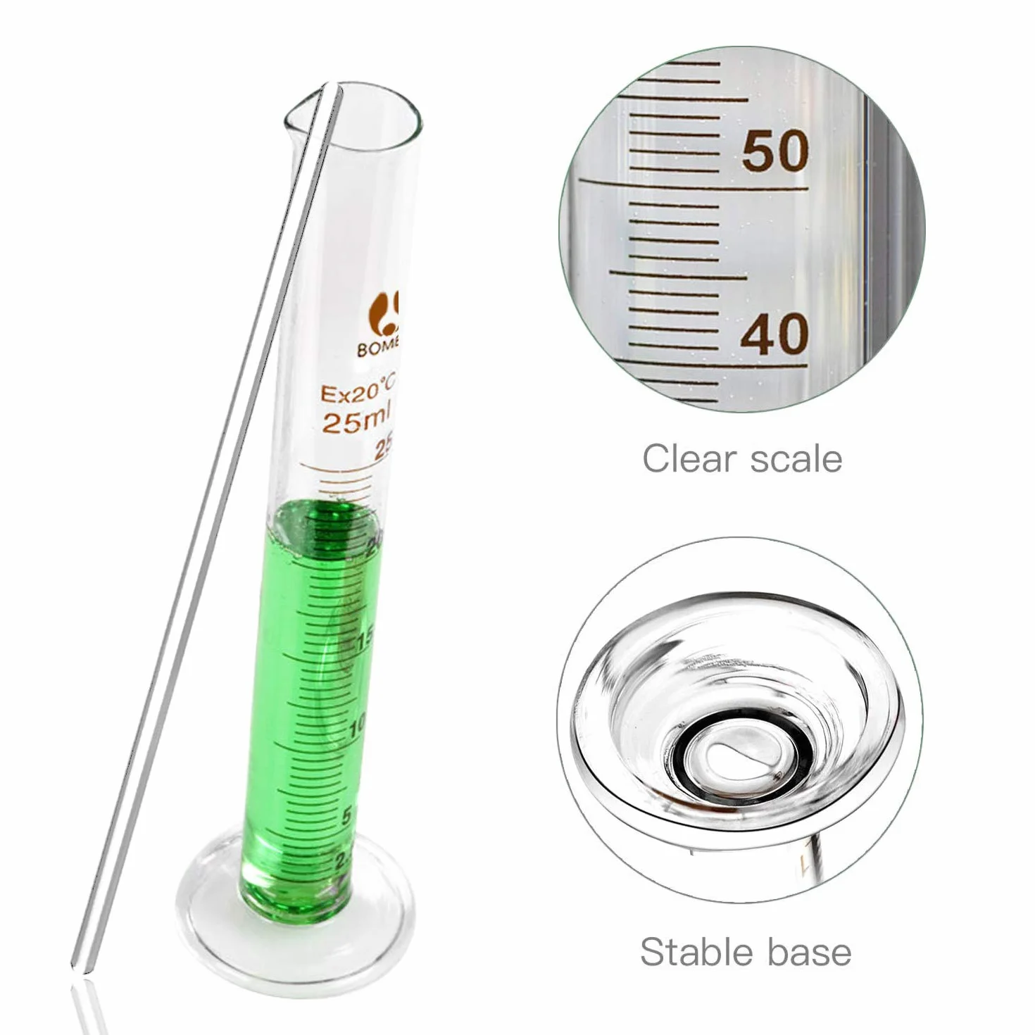 Pipeta szklana 5 ml, 10 ml, pipeta kroplowa z zakraplaczem i szklany cylinder miarowy 25 ml, pipety miarowe, szklana pipeta miarowa do laboratorium, szkoły medycyny żywności