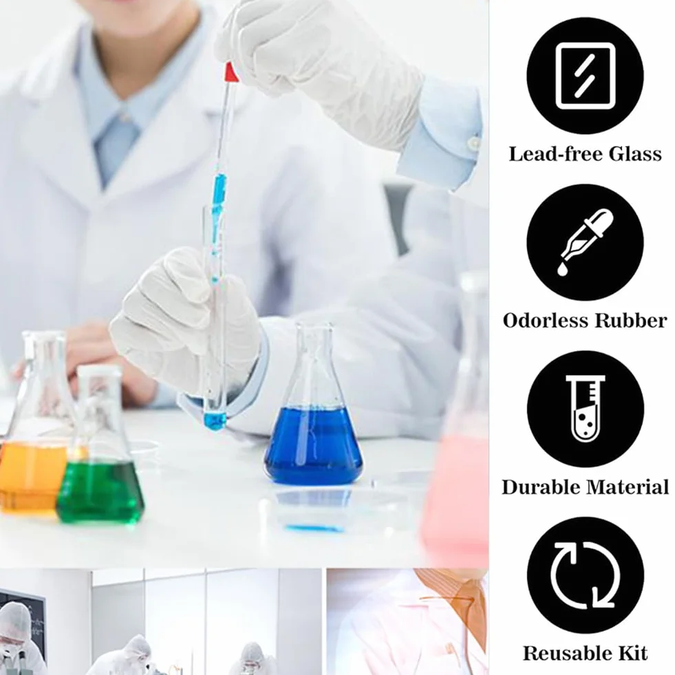 Pipety Szklane,Pipety Z Zakraplaczem,Pipeta Szklana,4 Pipety Miarowe, Pipeta 5ml,2ml, Pipeta Pomiarowa Ze Szczotkami, Pipetami, Pipetami Kroplowymi, Do Laboratorium, żYwnośCi, Badań, Medycyny, SzkołY