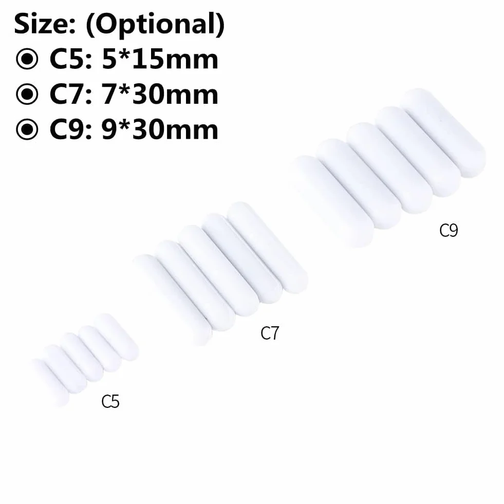 5 stücke Magnetrührer Mixer Rührstab Typ C Weiße Farbe PTFE Rührstab Labor Rührer(C7*30mm)