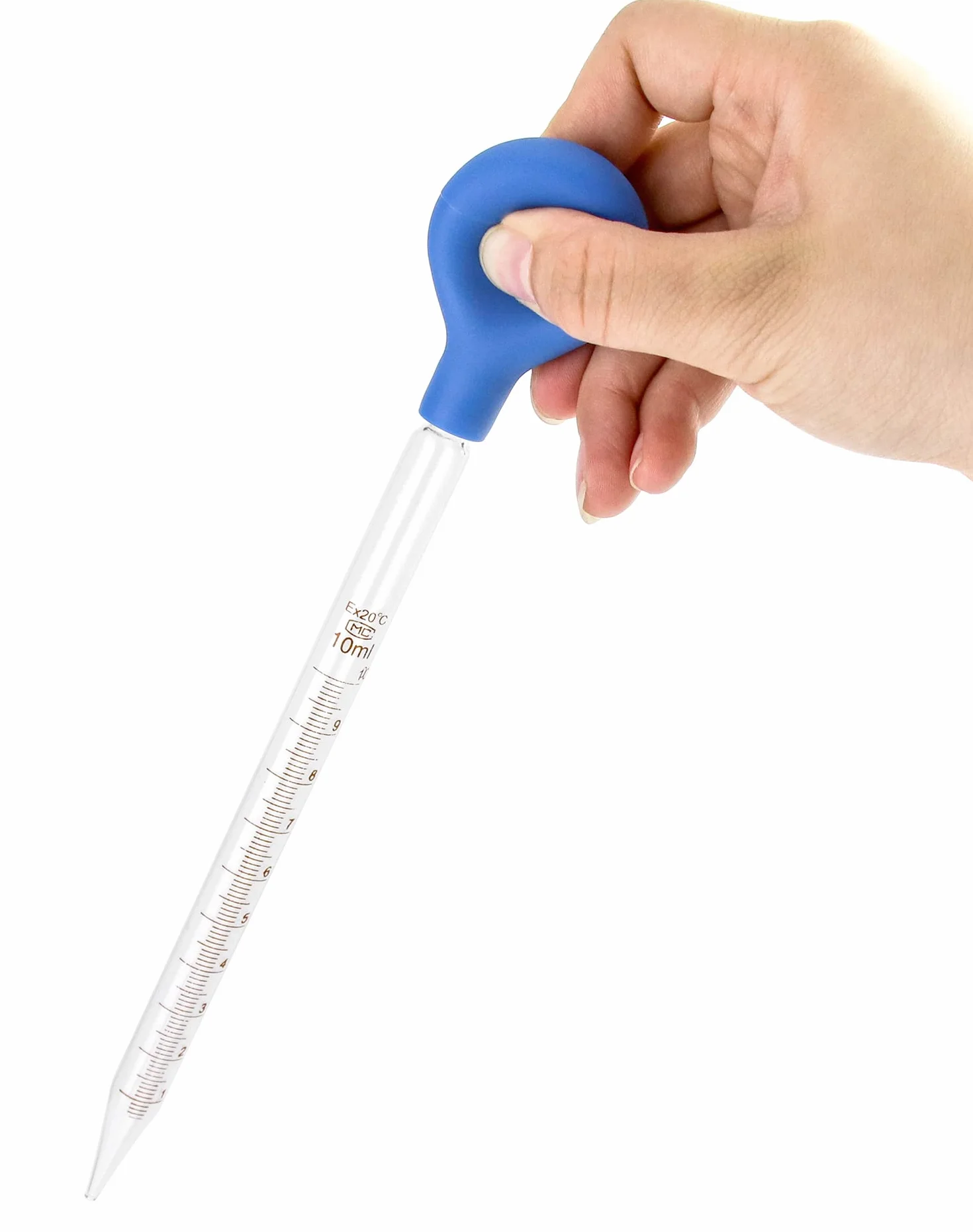 QWORK Pipeta szklana, 4 szt 10 ml szklana pipeta z zakraplaczem z gumową nasadką i 2 szt. szczoteczki do czyszczenia