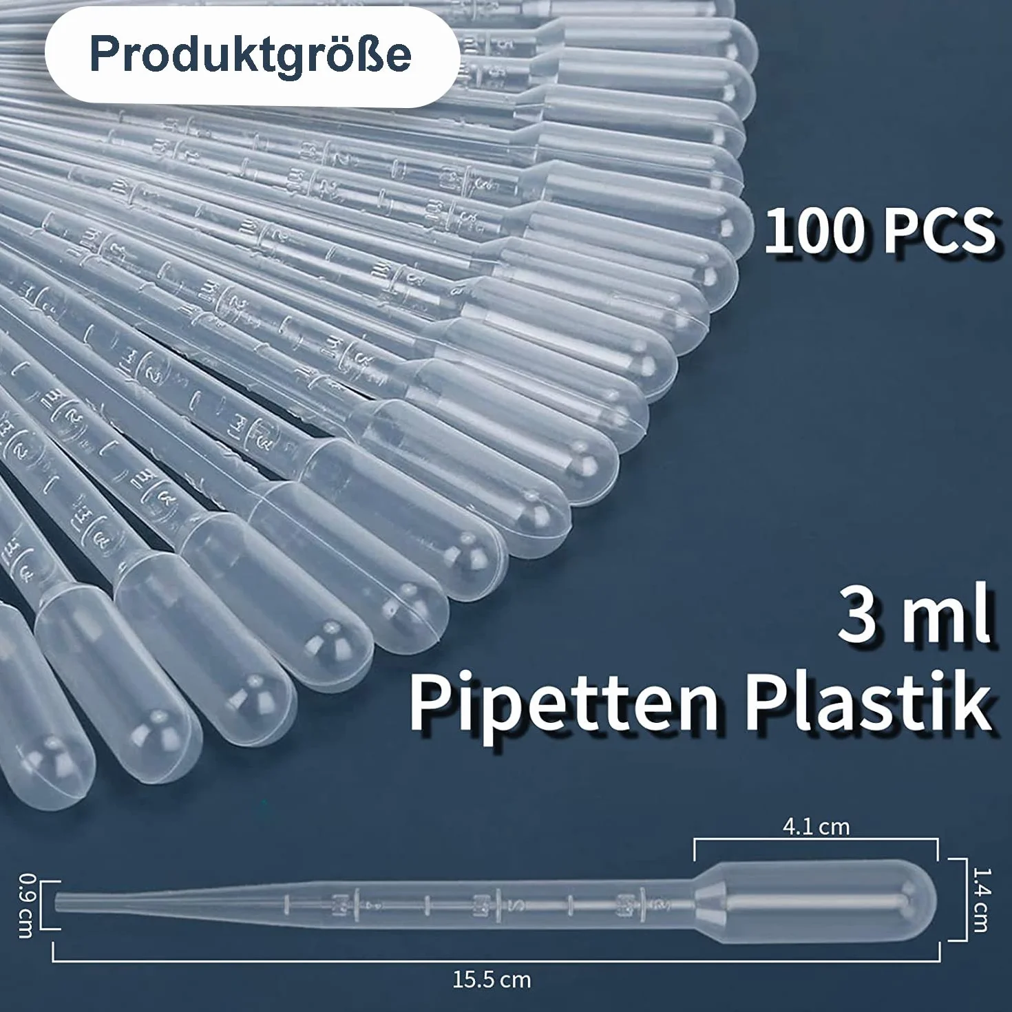 qingmeng Pipety, 100 sztuk 3 ml pipety transferowe z tworzywa sztucznego, pipety transferowe, pipety dla dzieci, plastik, kroplomierz z tworzywa sztucznego, pipety jednorazowe, pipety do picia, beczka z pipety, odpływ pipety