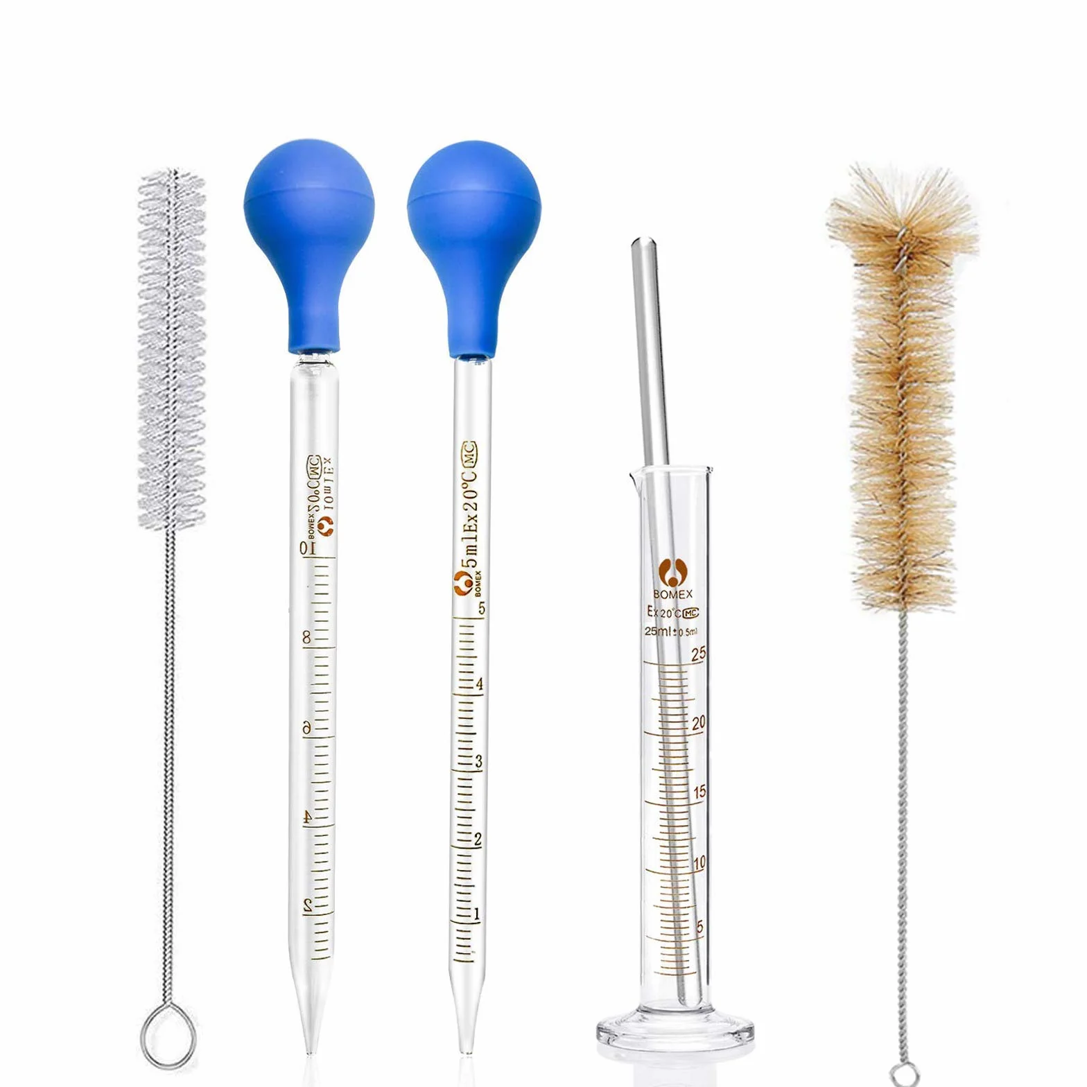 Pipeta szklana 5 ml, 10 ml, pipeta kroplowa z zakraplaczem i szklany cylinder miarowy 25 ml, pipety miarowe, szklana pipeta miarowa do laboratorium, szkoły medycyny żywności