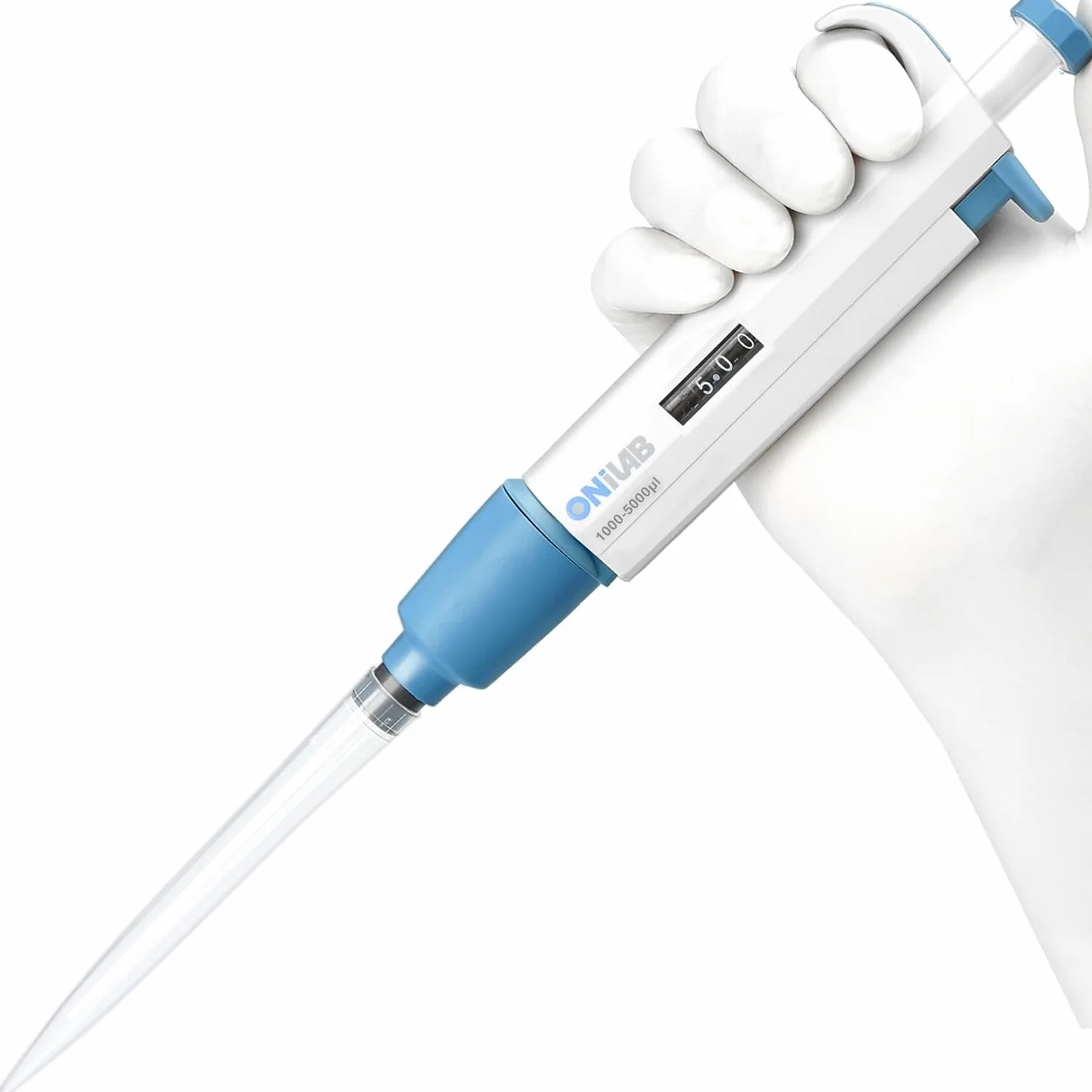 ONiLAB 1000-5000μl laboratoryjna pipeta jednokanałowa naukowa mikropipeta laboratoryjna, regulowana objętość, wysoka precyzja, pipeta