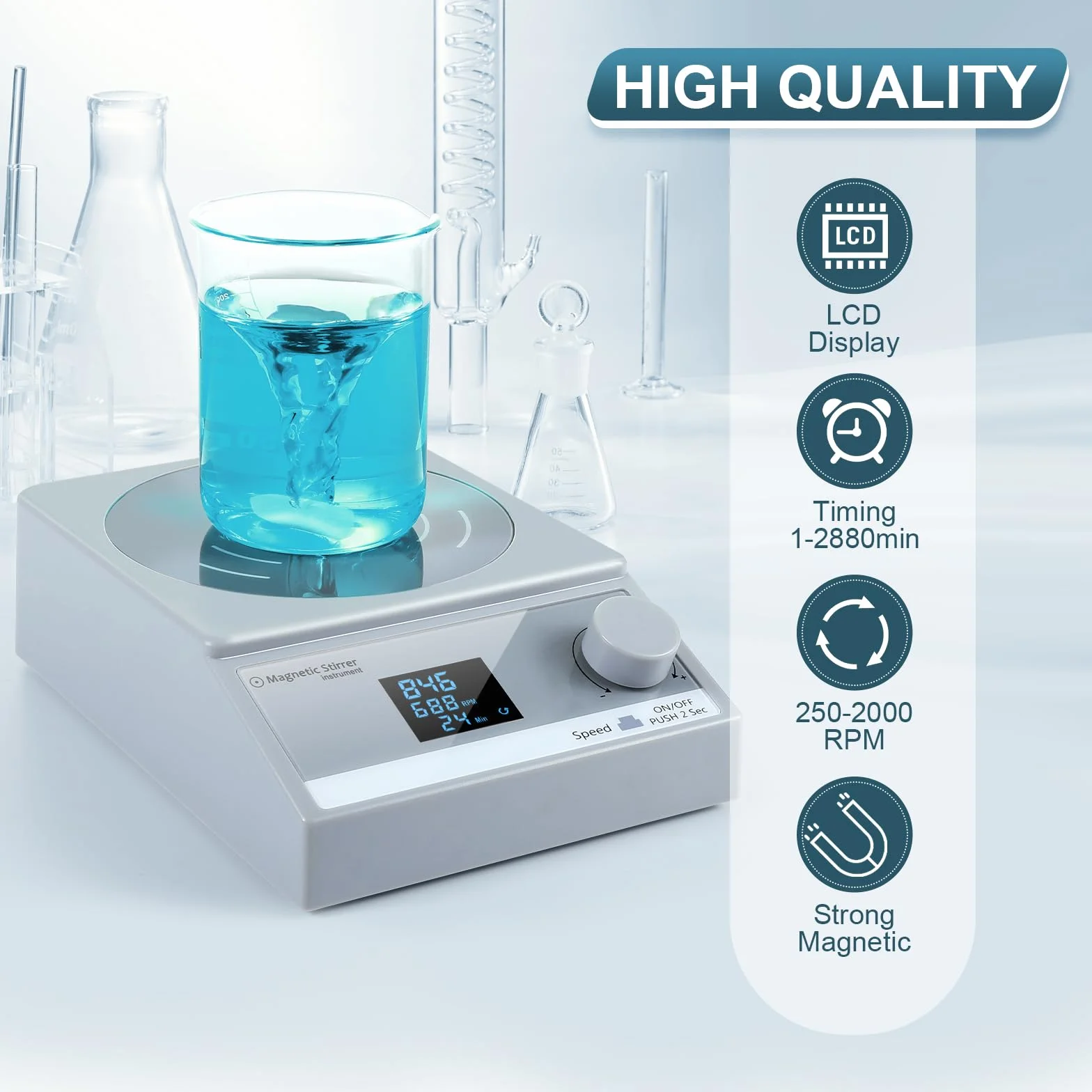 Mieszadło magnetyczne z timerem, 3,5L Cyfrowe mieszadło magnetyczne, Magnetyczna płyta mieszająca z wyświetlaczem LCD