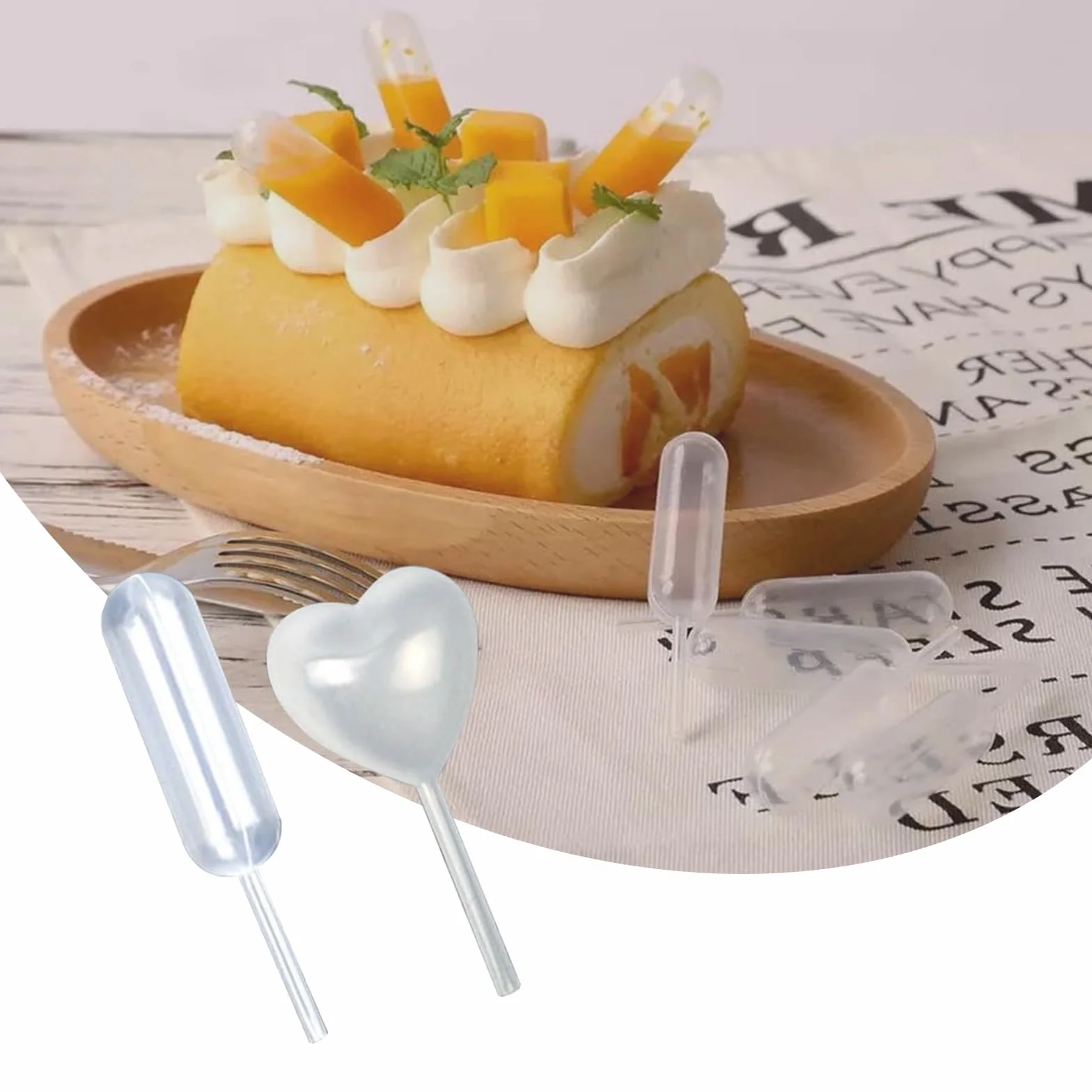 Plastikowe pipety w kształcie serca i długie paski, 4 ml, pipeta kuchenna, pipeta spożywcza, pipeta z kroplą, pipeta do ciastek, do dekoracji czekoladek, babeczek