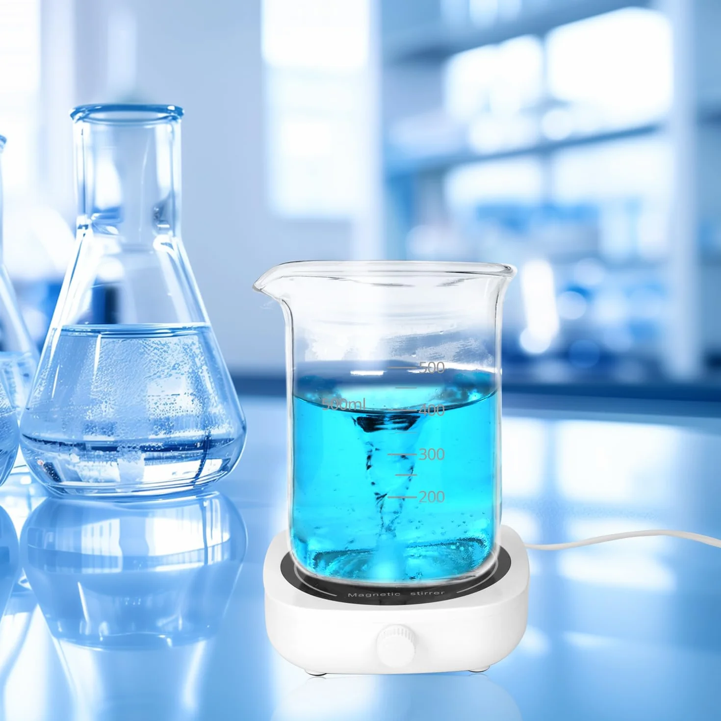 QWORK® Mieszadło magnetyczne zasilane przez USB o regulowanej prędkości 2000 obr./min, pojemność 1000 ml, idealny do warzenia w laboratoriach i w domu