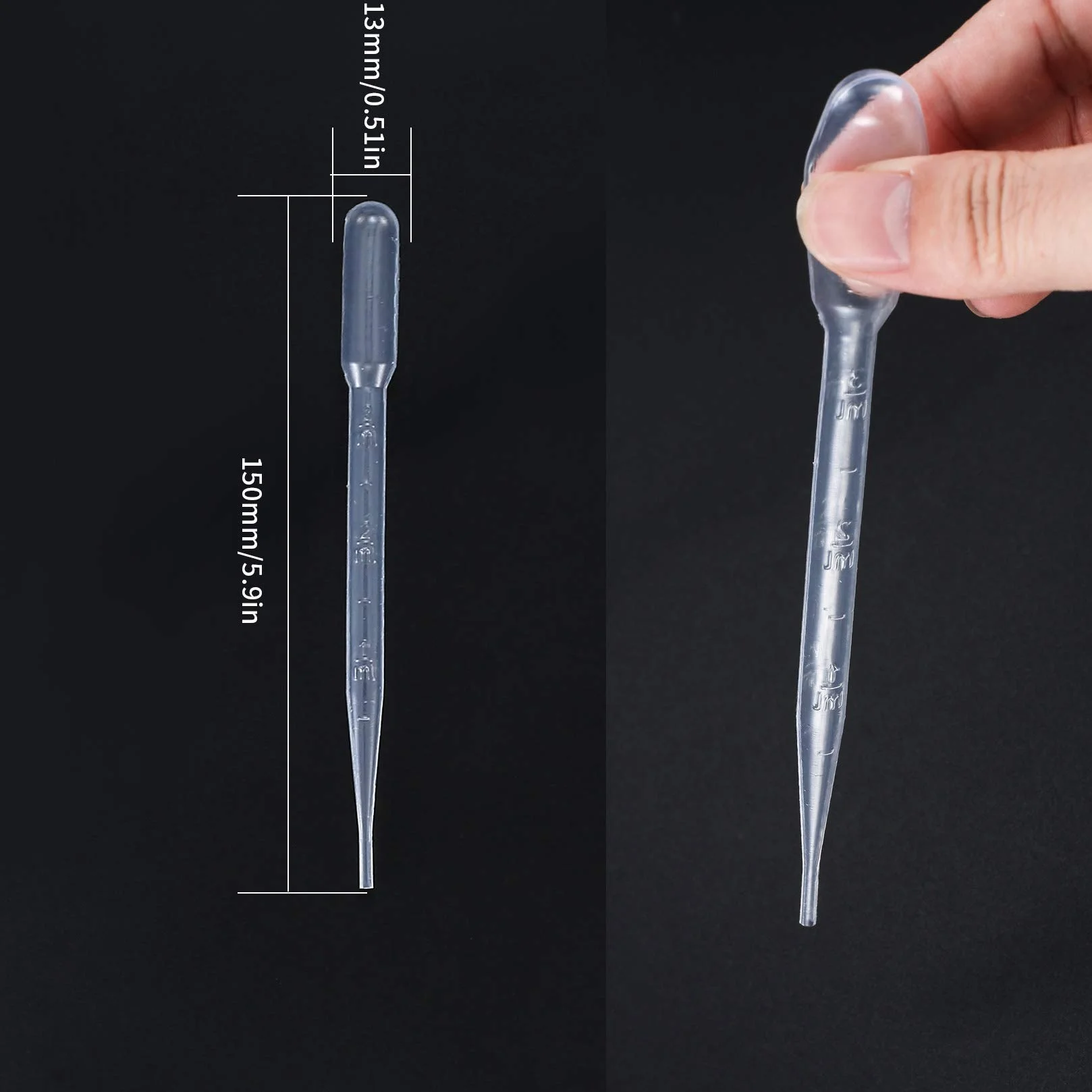 200 sztuk jednorazowych pipet 200 sztuk jednorazowych pipet 3 ml, plastikowych przeźroczystych pipet mierniczych, do stosowania w laboratoriach, klasach i eksperymentach