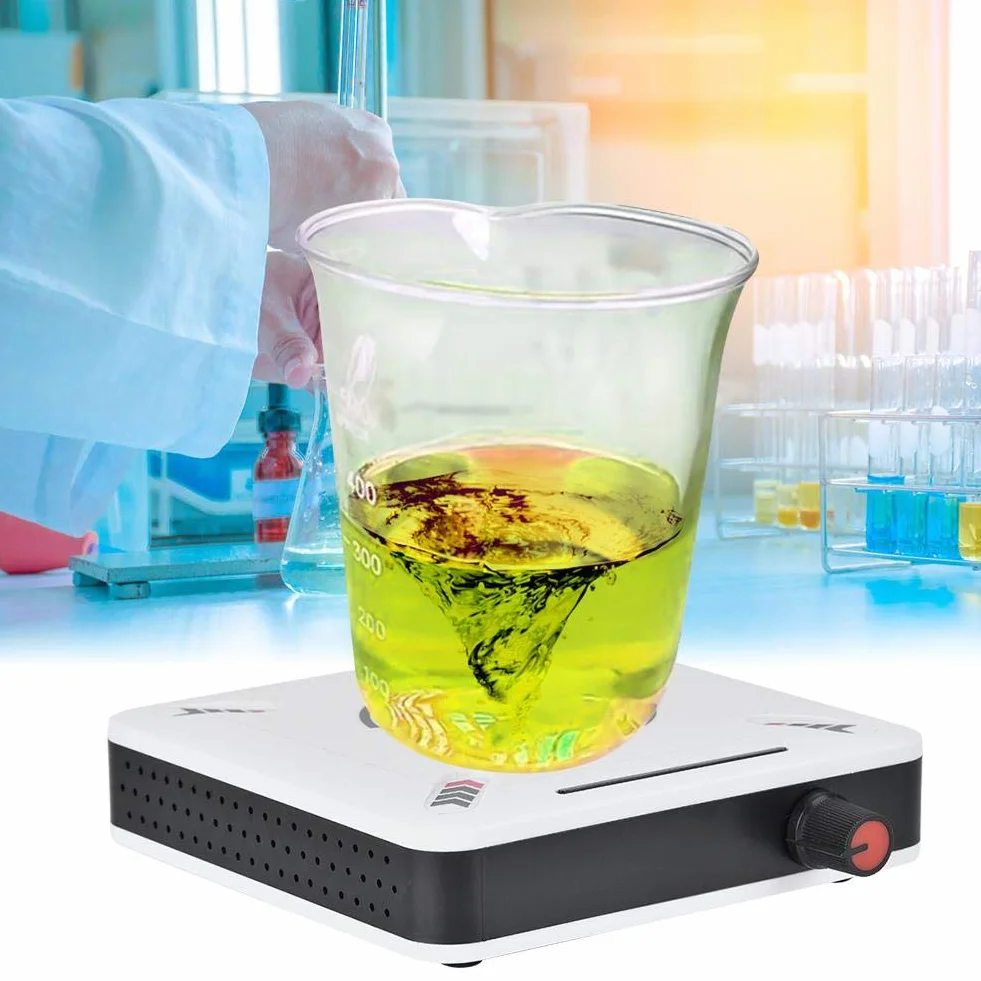 Mikser magnetyczny, mini plastik Hj-1S, przenośna płyta grzewcza o niskim poziomie hałasu 25 W, maksymalna pojemność mieszania:1000 ml, 2400 obr/min, regulowana prędkość (wtyczka UE)