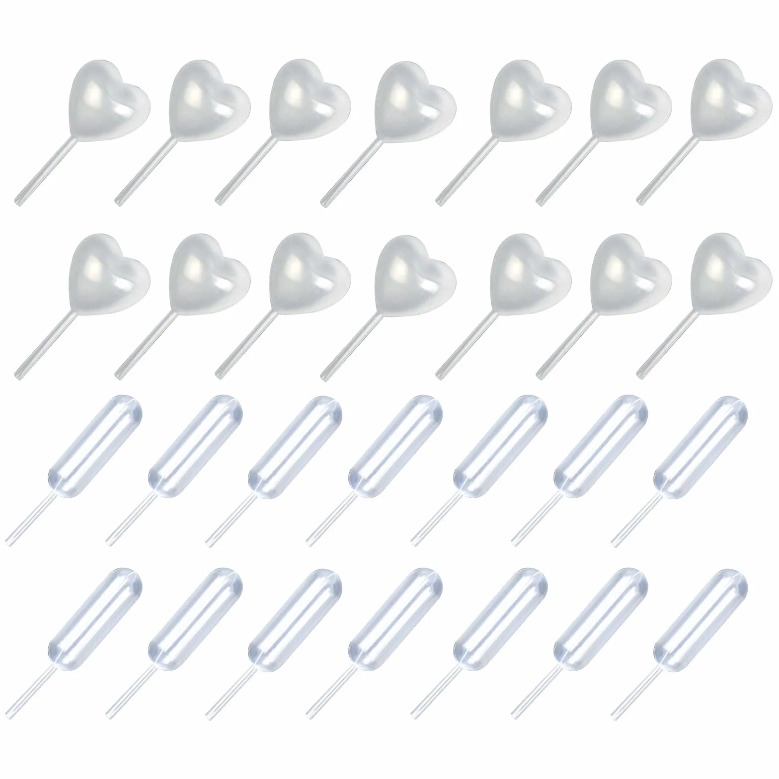 Plastikowe pipety w kształcie serca i długie paski, 4 ml, pipeta kuchenna, pipeta spożywcza, pipeta z kroplą, pipeta do ciastek, do dekoracji czekoladek, babeczek