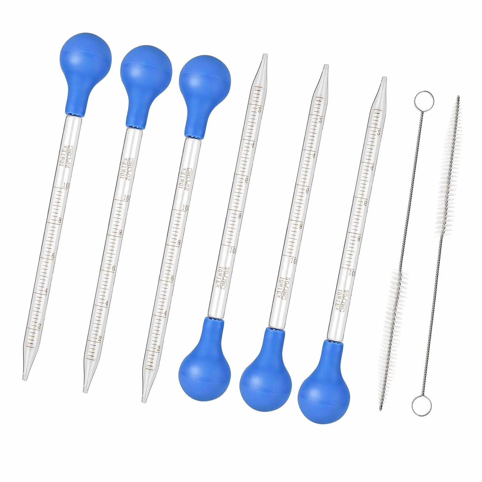 Szklana pipeta z kroplomierzem 10 ml Pipeta do cieczy z gumową kulką pipety i szczotką do czyszczenia Pipety do eksperymentów Lekcje szkolne Mydło ręcznie robione DIY