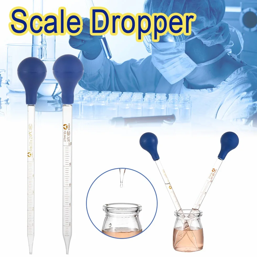 Pipeta szklana 5 ml, 10 ml, pipeta kroplowa z zakraplaczem i szklany cylinder miarowy 25 ml, pipety miarowe, szklana pipeta miarowa do laboratorium, szkoły medycyny żywności