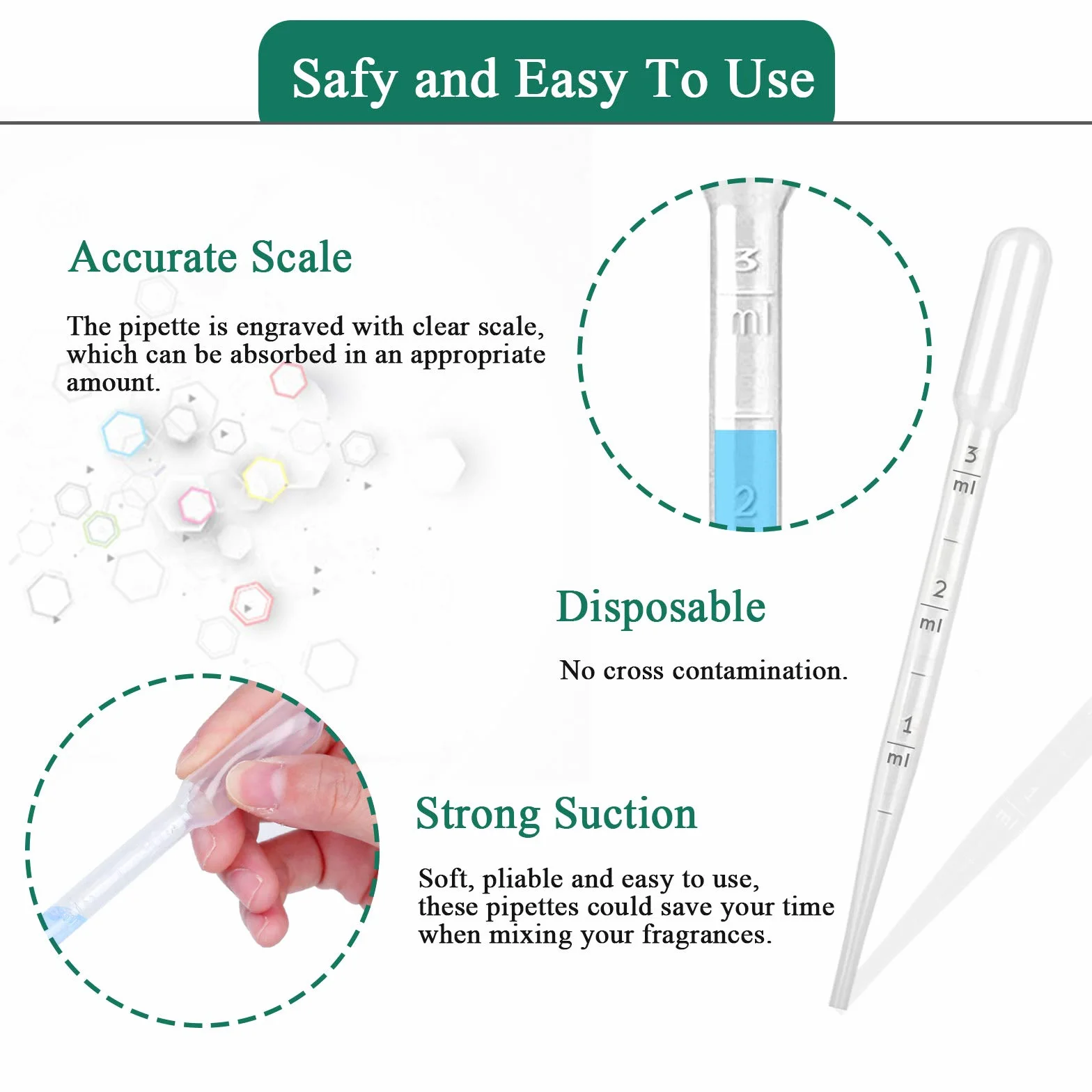 Pipetas de transferencia de plástico Moveland, 100 unidades, 3 ml, cuentagotas de ojos, pipetas de aceites esenciales, herramienta de maquillaje