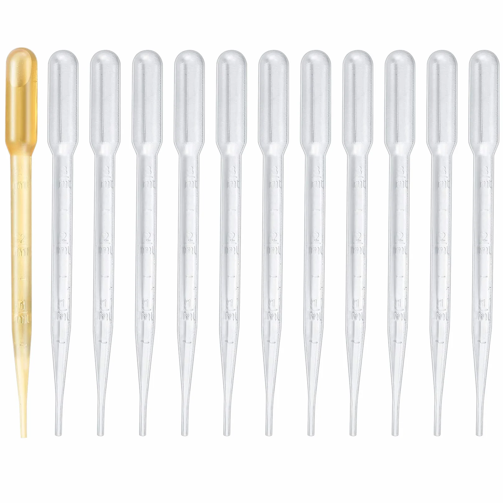 200 sztuk jednorazowych pipet 200 sztuk jednorazowych pipet 3 ml, plastikowych przeźroczystych pipet mierniczych, do stosowania w laboratoriach, klasach i eksperymentach