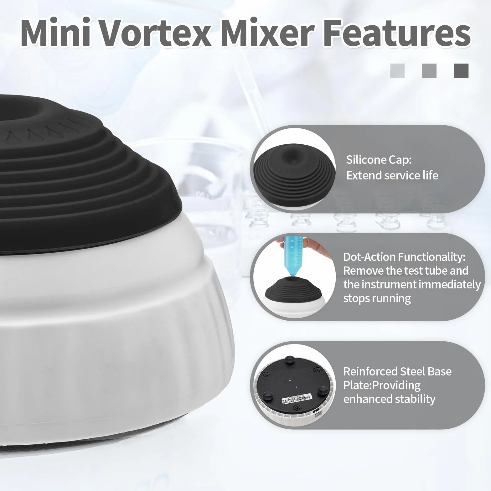 FOUR E'S SCIENTIFIC Mini Vortex mikser laboratoryjny Vortex wstrząsarka mieszacz kolorów z funkcją dotykową 3000 obr./min Vortex mieszanie do mieszania farb, lakieru do paznokci, żelu do rzęs, tuszu