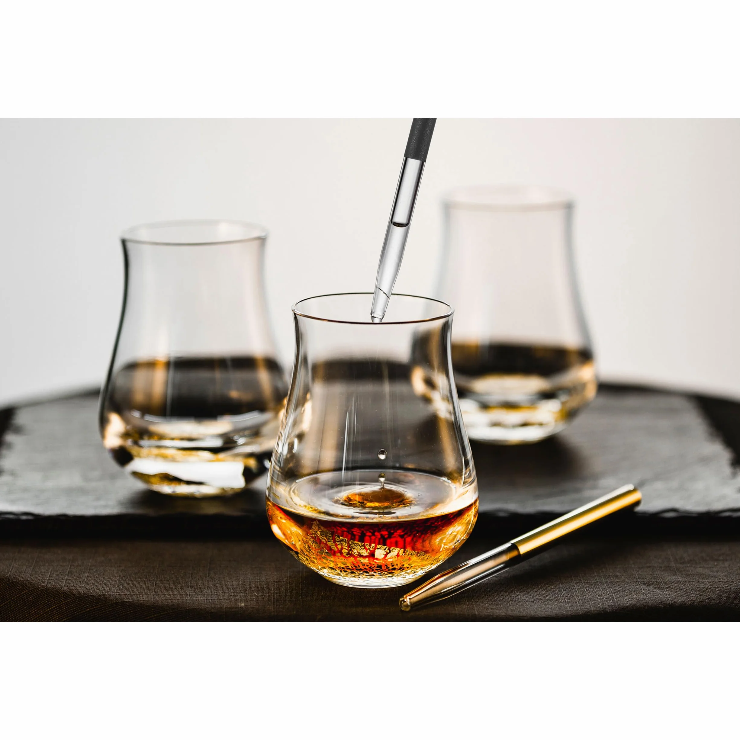 EISCH Złota pipeta do whisky – ręcznie wykonana szklana pipeta uszlachetniona prawdziwym złotem – Made in Germany