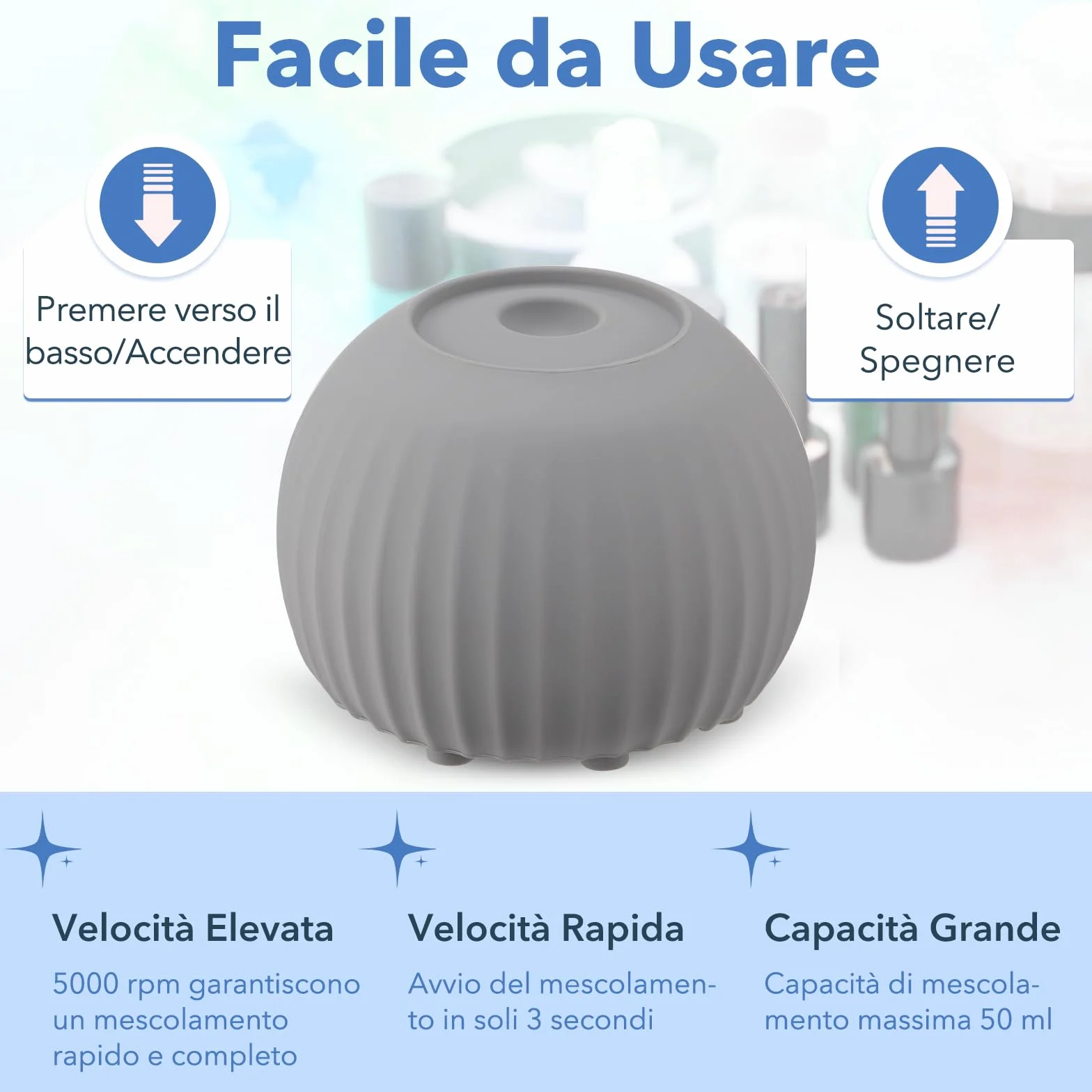 FOUR E'S SCIENTIFIC Vortex mikser szary Mini Vortex mikser do malowania farb, 5000 obr./min, mikser do laboratoryjnego mieszania Vortex z 100 sztukami kulek do mieszania lakieru do paznokci, żelu do