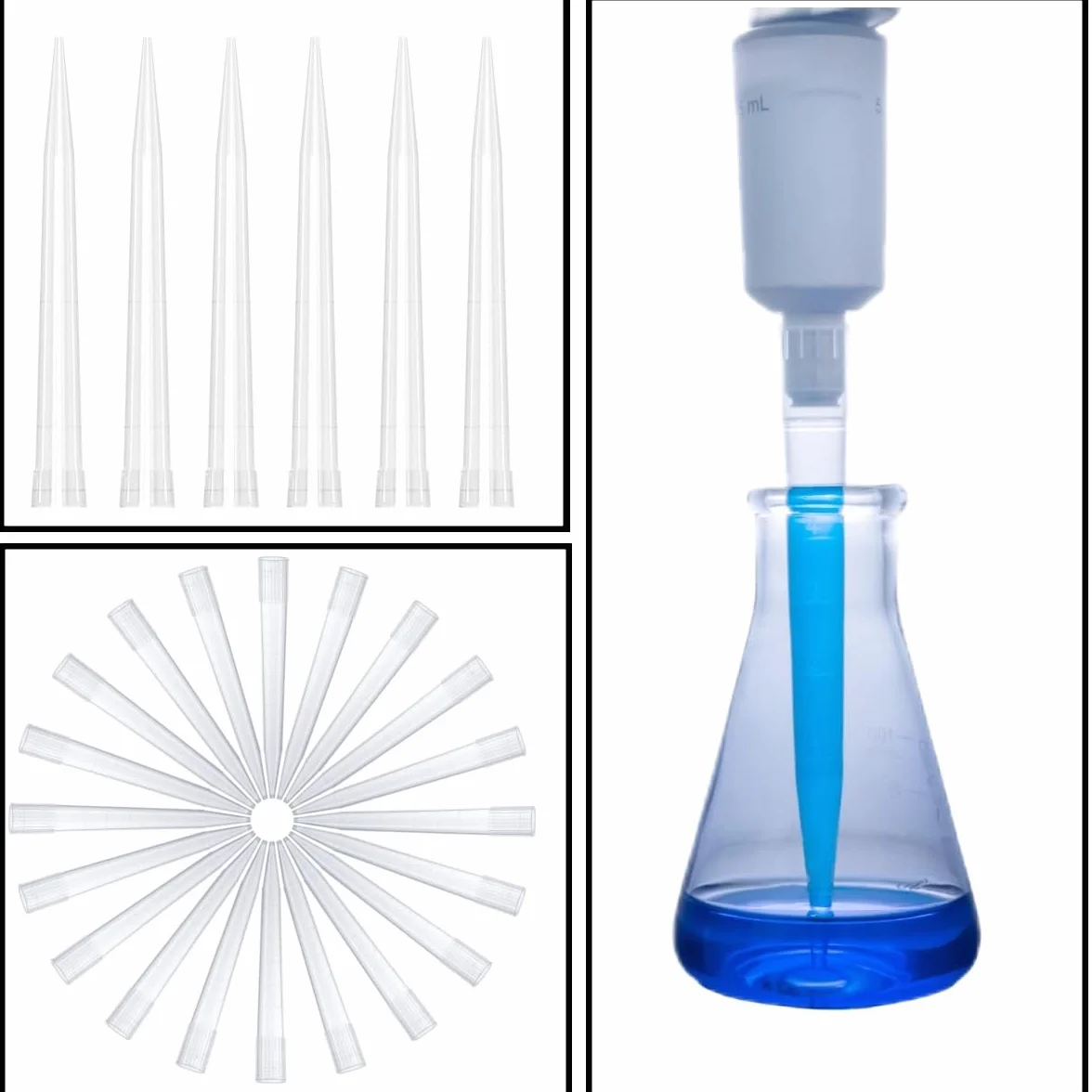 HUAZIZ 100 szt. Przezroczyste końcówki do pipet 5000 UL/5 ml Uniwersalne plastikowe końcówki do pipet w płynie do autoklawowalnego Polipropylen (PP)