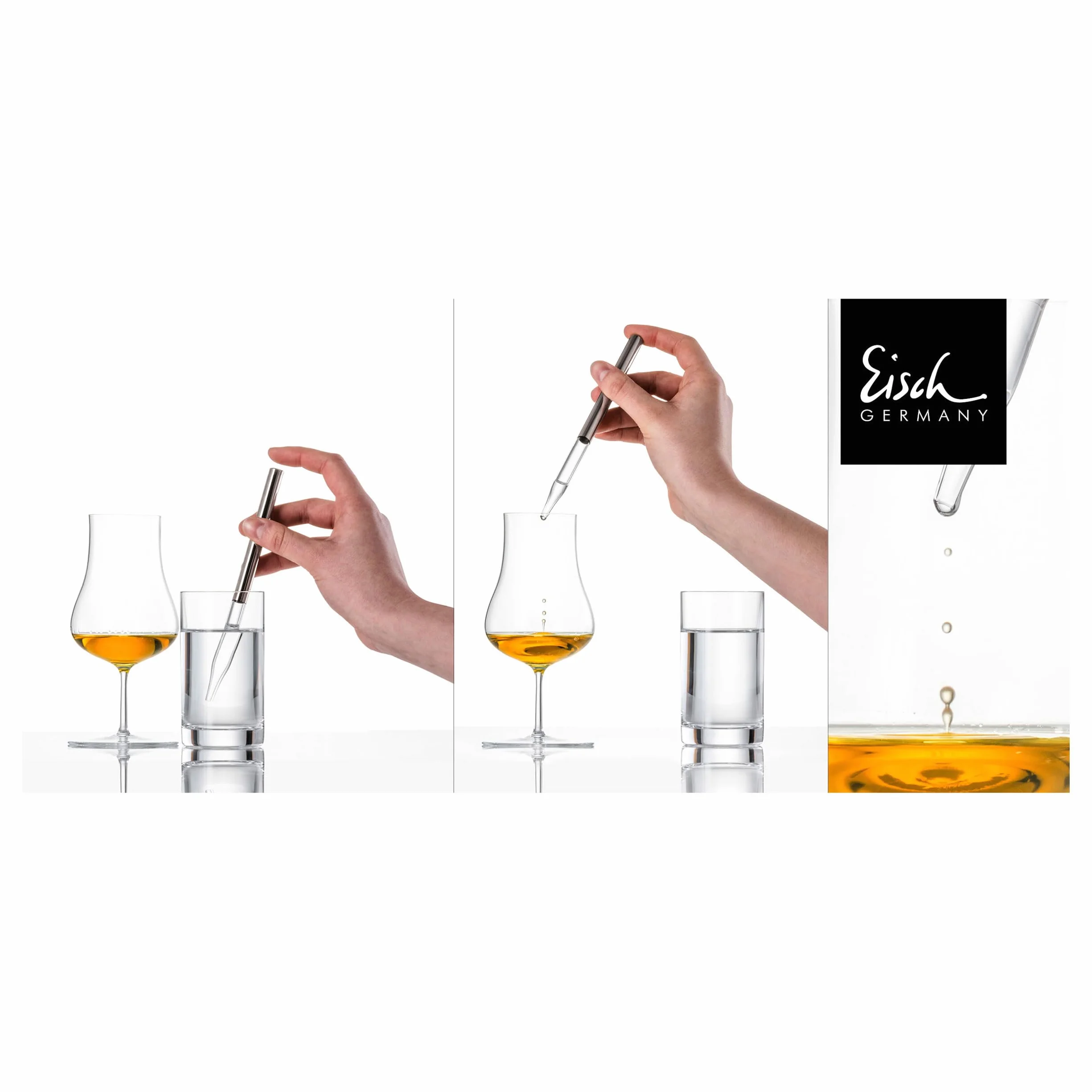 EISCH Złota pipeta do whisky – ręcznie wykonana szklana pipeta uszlachetniona prawdziwym złotem – Made in Germany