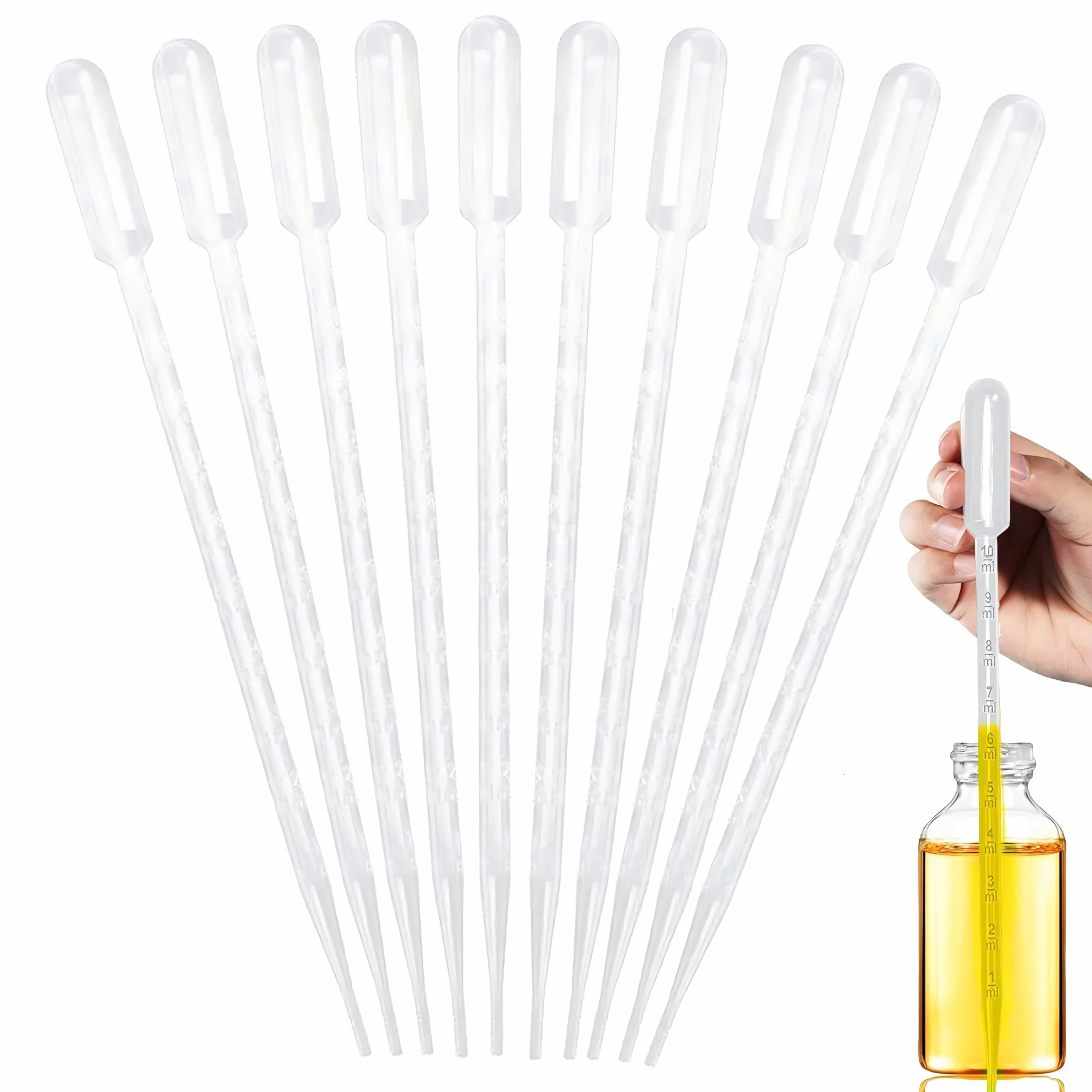 10 sztuk pipety 10 ml, pipety transferowe z tworzywa sztucznego, jednorazowe pipety ze skalą, pipeta dozująca, do eksperymentów laboratoryjnych, w klasie, perfumy, olejki eteryczne
