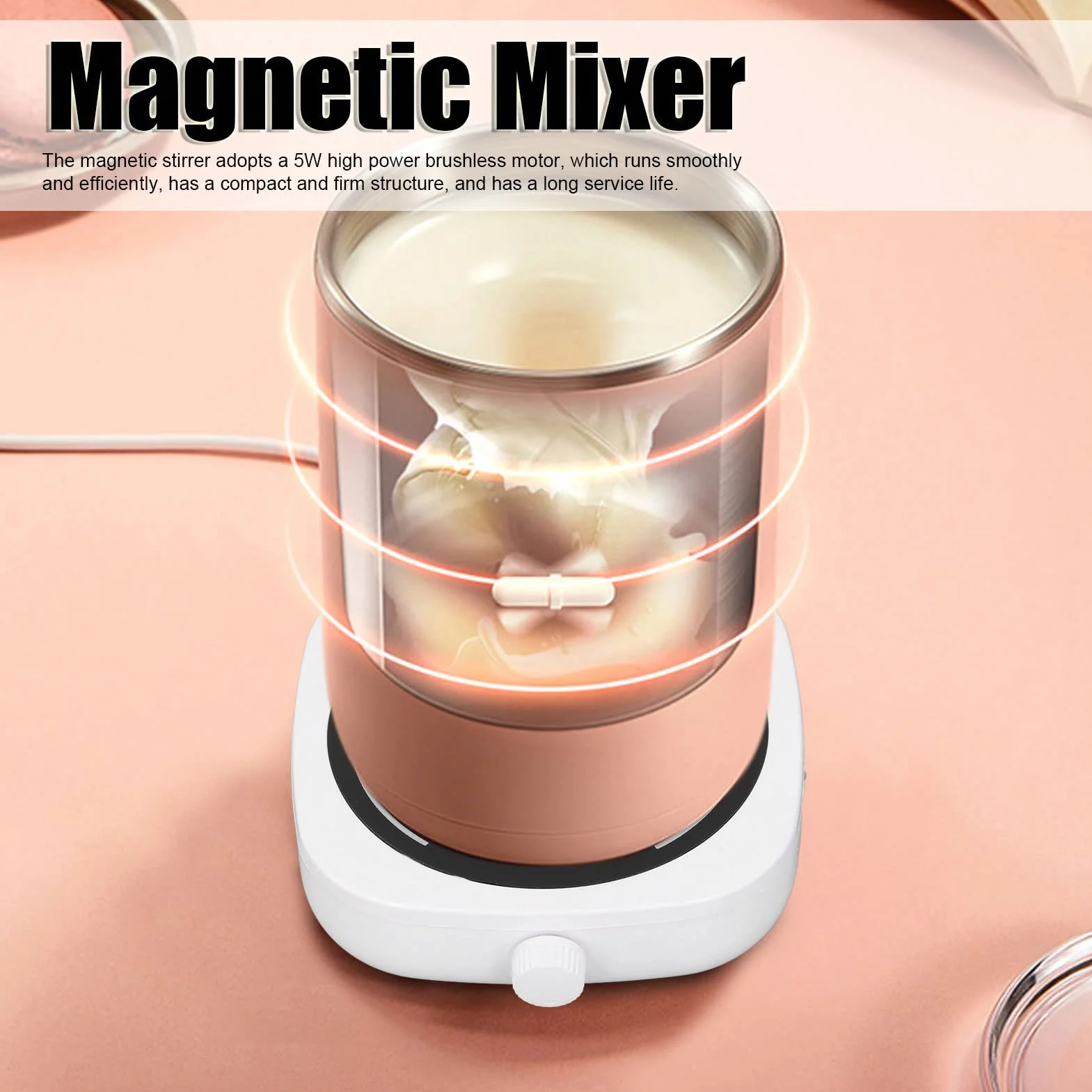 Mieszadło Magnetyczne, Mieszadło Magnetyczne Mini Płyta Mieszająca USB z Mieszadłem do Laboratorium i Homebrew, Maksymalna pojemność Mieszania 1000 Ml, 4,9 X 4,5 X 1,4 Cala